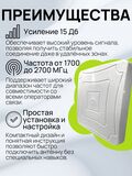 Антенна GM TOR-2-1700/2700 уличная широкополосная 3G/4G MIMO антенна для усиления интернет сигнала (F разъемы, усиление 2*15 дБ),белая.