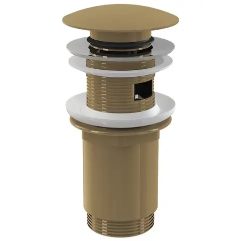 Alcaplast A392-G-B Донный клапан сифона для умывальника CLICK/CLACK 5/4", цельнометаллический с переливом и большой заглушкой, GOLD-мат