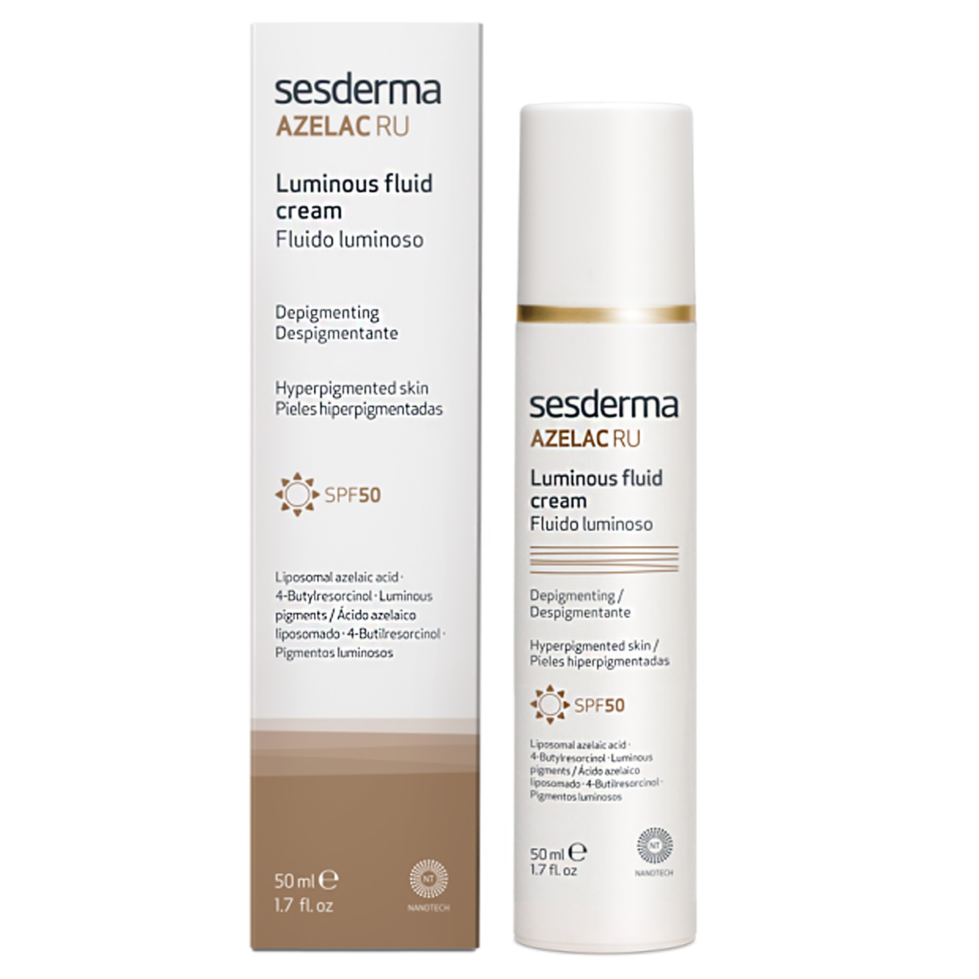 SESDERMA Azelac RU Luminous Fluid Cream SPF 50 — Флюид для сияния кожи, 50 мл