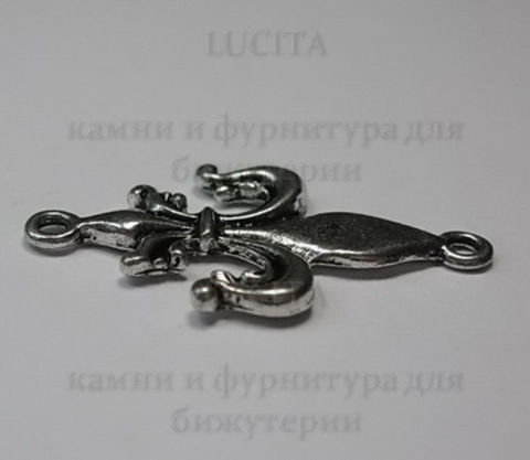 Коннектор "Fleur de Lys" (1-1) 32х19 мм (цвет - античное серебро) ()