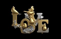 Силиконовый молд № 489 LOVE ( с птицами)