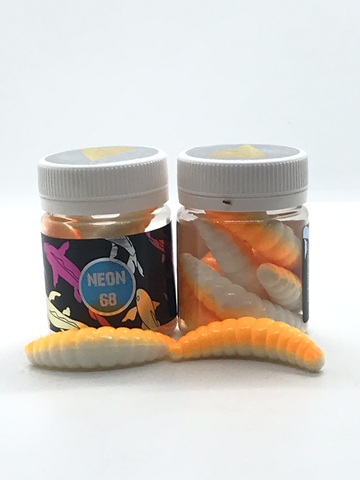NEON 68 Maggot 46мм (6 шт ) СЫР цвет БЕЛЫЙ/ОРАНЖЕВЫЙ продажа от 2 шт.