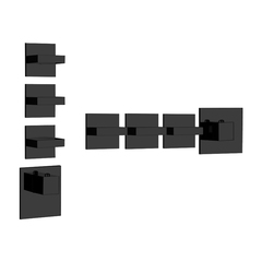 Gessi Rettangolo 43216#299 Встраиваемый термостат, подключение на 3/4”, с 3мя независимыми выходами(внешние части), цвет: черный фото