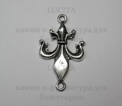 Коннектор "Fleur de Lys" (1-1) 32х19 мм (цвет - античное серебро) ()