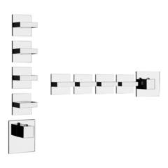 Gessi Rettangolo 43218#031 Встраиваемый термостат, подключение на 3/4”, с 4мя независимыми выходами(внешние части), цвет: хром фото
