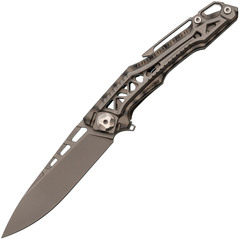 Фото Складной нож Nimo Knives Divinity Tree, сталь M390, рукоять титан с рисунком Tiger Stripe