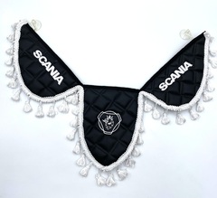 Вымпел тройной Scania (экокожа, черный с белой вышивкой)