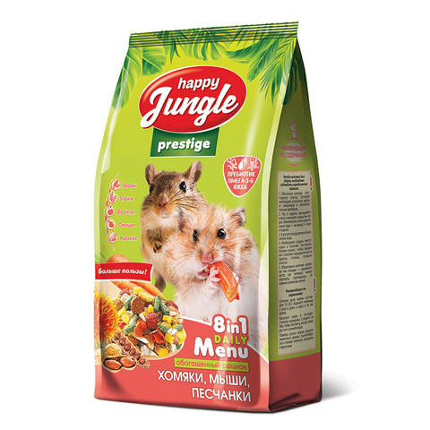 HAPPY JUNGLE Престиж корм для хомяков мышей песчанок 500 г
