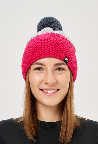 Лыжная шапка c шерстью Nordski Frosty pink-grey