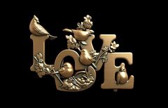 Силиконовый молд № 489 LOVE ( с птицами)