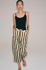 ZARA УКОРОЧЕННЫЕ БРЮКИ В ПОЛОСКУ — ZW COLLECTION, ЗЕЛЕНЫЙ