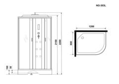 Душевая кабина Niagara Ultra NG-303-01L (120х80х220) низкий поддон(16см),стекло матовое
