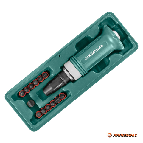 Jonnesway AG010138 Ударная отвертка SL 5,6,8,10,12мм PH# 1,2,3,4 Hex 4,5,6,8, 14 предметов 48302