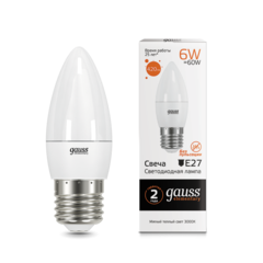 Лампа Gauss LED Elementary Свеча 6W E27 420 lm 3000K  33216