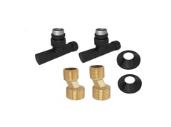 Aquatek AQ 1020BL Комплект 2шт.: вентиль круглый г/ш 3/4х1/2, эксцентрик 3/4х1/2, отражатель 3/4, цвет черный муар фото