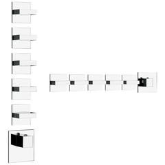 Gessi Rettangolo 43220#031 Встраиваемый термостат, подключение на 3/4”, с 5ю независимыми выходами(внешние части), цвет: хром фото