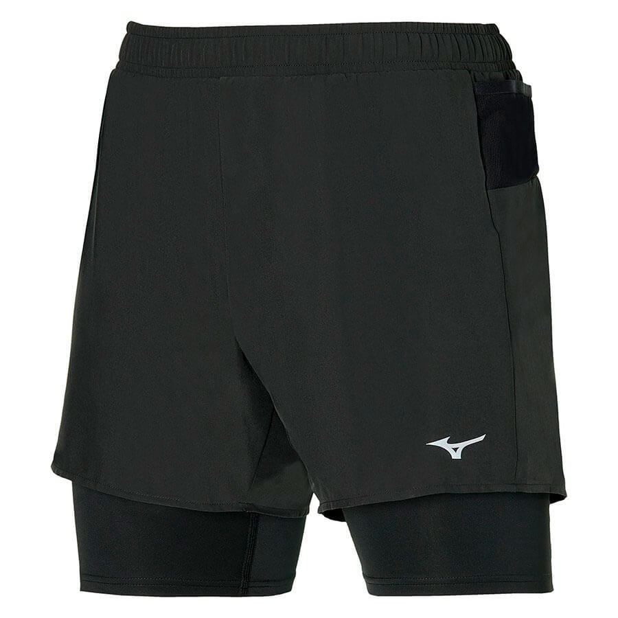 Mizuno ER 5.5 2 in 1 Short беговые шорты мужские черные