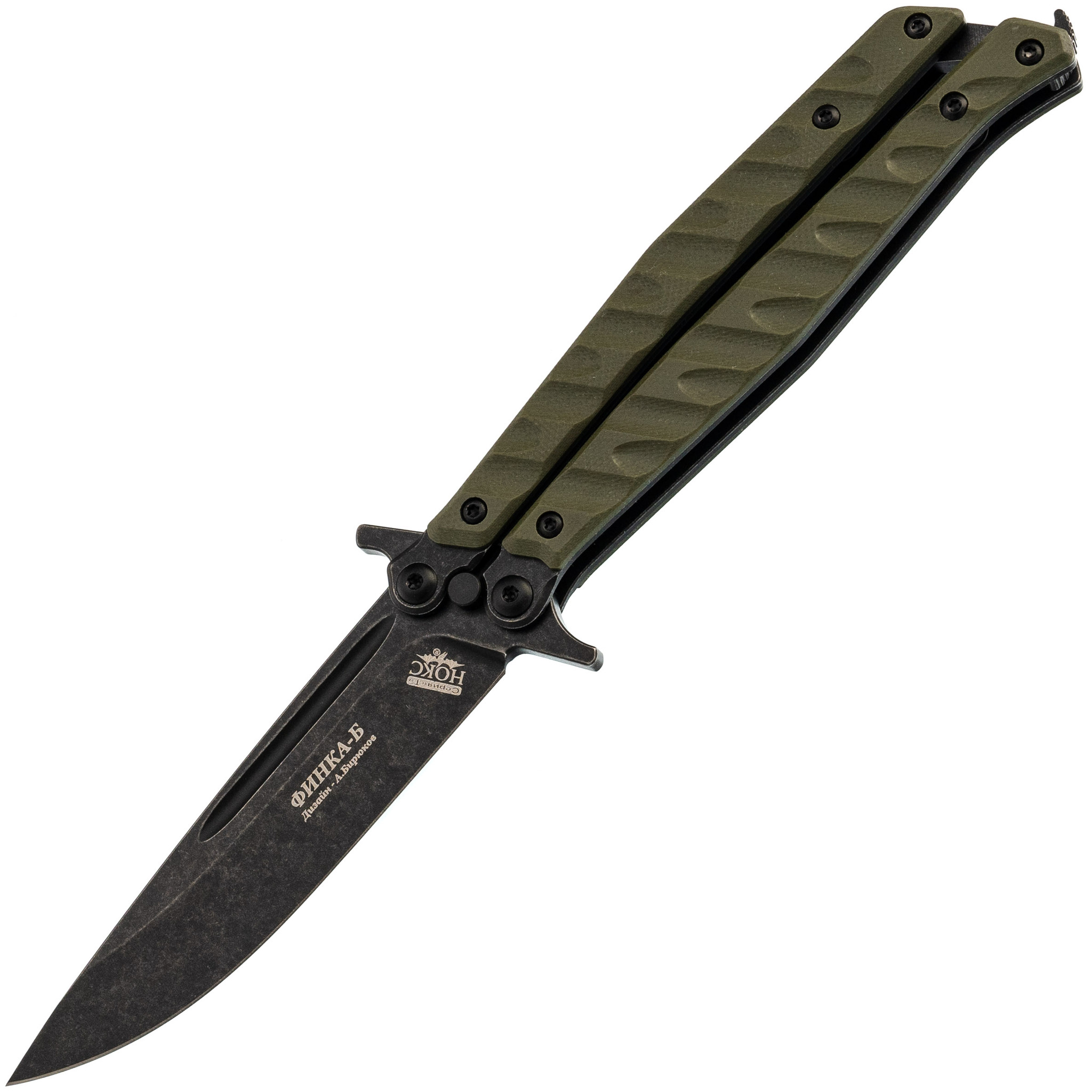Нож-бабочка (балисонг) НОКС Финка Б Black, сталь D2, рукоять G10
