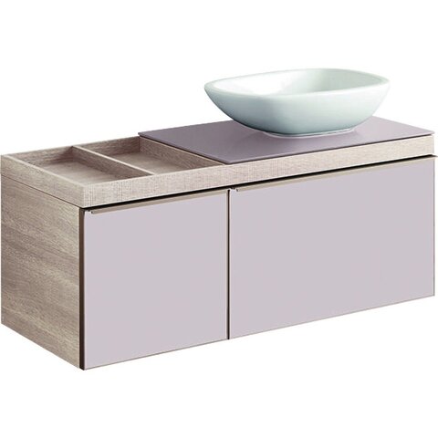 Geberit Citterio 500.565.JI.1 Тумба для раковины 118.4x54.3x50.4см, бежевый / глянцевое стекло, светлый дуб / меламин, структура дерева