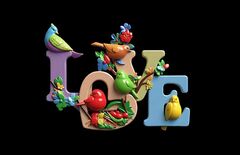 Силиконовый молд № 489 LOVE ( с птицами)