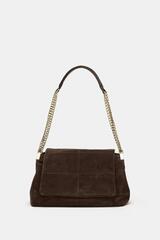 ZARA КОЖАНАЯ СУМКА С КЛАПАНОМ, ШОКОЛАДНЫЙ