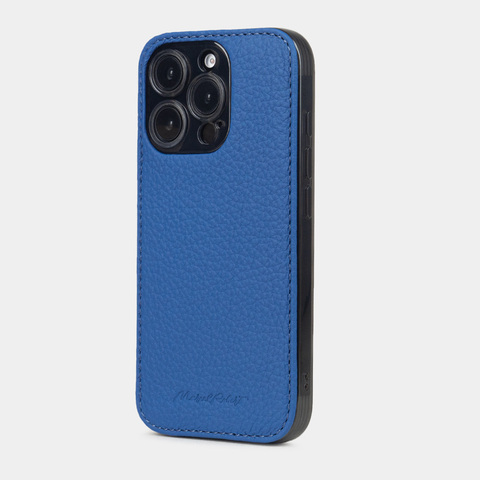 Чехол-накладка для iPhone 16 Pro из кожи теленка, цвета синий королевский
