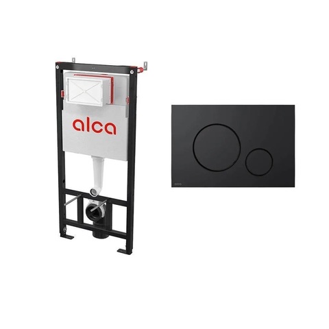 Alcaplast AM101/1120-4:1 RU M678-0001 Сет 4в1 Инсталляция+крепл.+шумоизоляция+кнопка M678 черн.мат (301105)