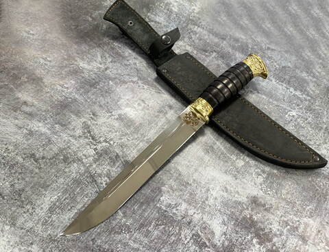 Пластунский нож, кованая 95Х18, граб, латунь (с литьем)