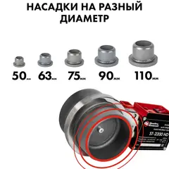 Сварочный аппарат д/пласт. труб QUATTRO ELEMENTI ST-2200 HD профессиональный (2,2 кВт, 50-110 мм, усиленный кейс)(920-193)