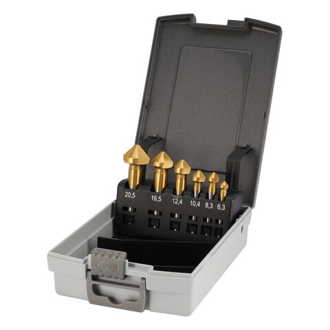 Набор зенковок 90° 6,3-20,5мм 3z HSSE-Co5 TiN 6шт H-Tools 795806EHT