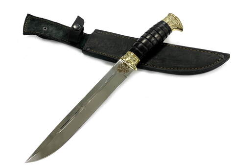 Пластунский нож, кованая 95Х18, граб, латунь (с литьем)