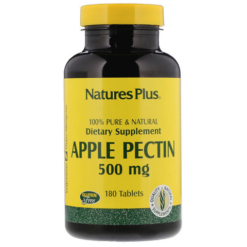 Nature's Plus, Яблочный пектин, 500 мг, 180 таблеток