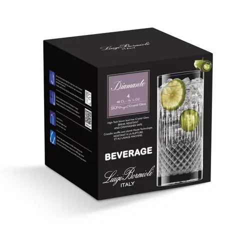 Набор из 4 стаканов для воды BEVERAGE 480 мл LUIGI BORMIOLI Diamante арт. A12770GTY021990