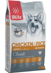 Сухой корм для собак всех пород Blitz Classic Chicken & Rice Adult Dog All Breeds курица и рис, 2 кг