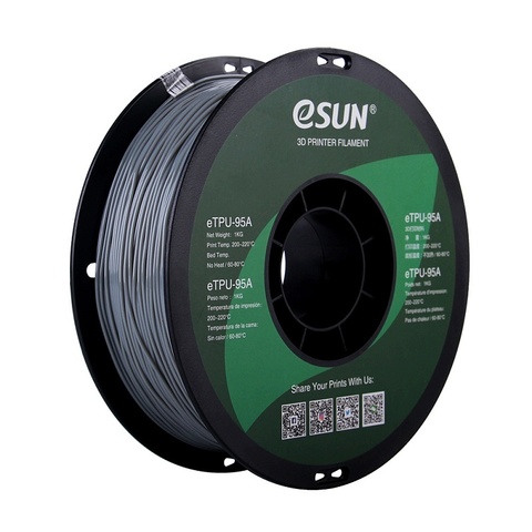 Катушка пластика eTPU-95A Esun, 1.75 мм, 1 кг, серая