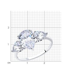 Кольцо из серебра 925 пробы с фианитом огранки груша (капля)
