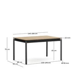 Canyelles Уличный раздвижной стол черный 140 (200) x 90 см