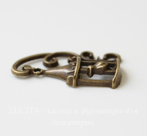 Подвеска "Птичка в клетке" (цвет - античная бронза) 35х21 мм