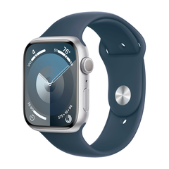 Умные часы Apple Watch Series 9 GPS, 45mm, Aluminium Case with Sport Band S/M, Silver/Storm Blue (Серебристый/Штормовой синий)