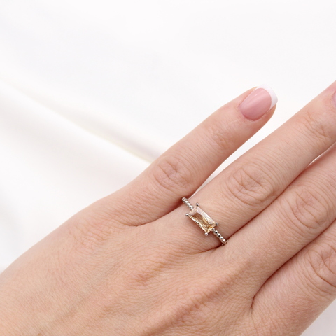 Кольцо Princess Beige silver