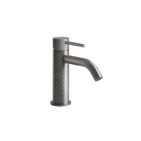 Gessi 316 54102#239 Смеситель для раковины на 1 отверстие без донного клапана, излив 123мм, цвет: steel brushed