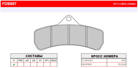 FDB887P Тормозные колодки дисковые MOTO, блистер 2 шт