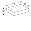 Geberit VariForm 500.781.01.2 Раковина с установкой на столешницу прямоугольной формы, 60х45 см, с отв. под смеситель, без отв. перелива