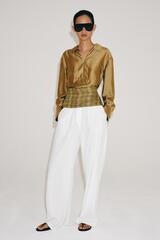 ZARA РУБАШКА В ПОЛОСКУ — ZW COLLECTION, ГОРЧИЧНЫЙ