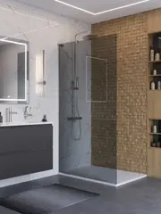 BelBagno UNO-L-1-TB-100-GR-Cr Душевая перегородка универсальная с односторонним входом, стекло графит, профиль хром, 1000x2000 мм фото
