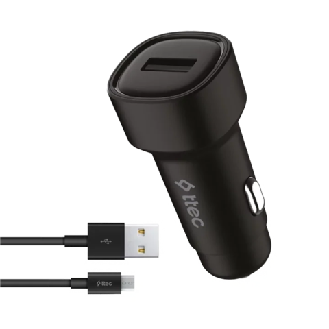 Автозарядка TTEC SmartCharger 2.4A Car Charger с кабелем USB-C, черный