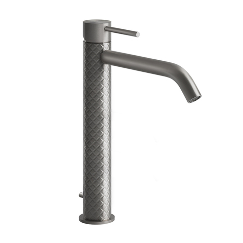 Gessi 316 54103#239 Смеситель высокий для раковины на 1 отверстие с донным клапаном, h=305мм , излив 156мм, цвет: steel brushed