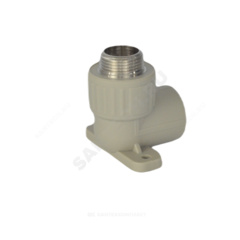 Угольник PP-R комбинированный серый Дн 20х3/4" НР с креплением VALFEX 10121120Г