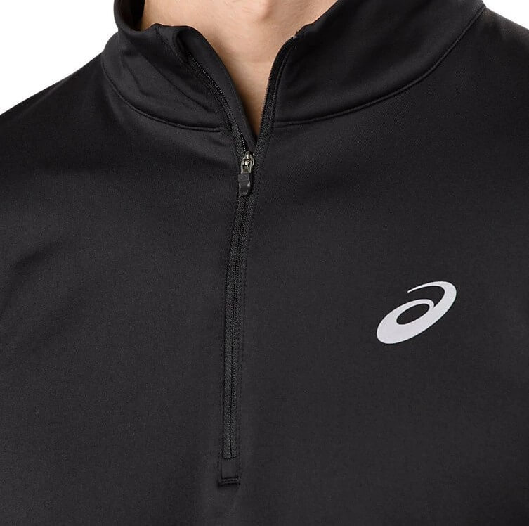Asics Silver Ls 1/2 Zip Winter утепленная рубашка для бега мужская черная (Распродажа) - 4