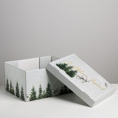 Коробка сборная одиночная Прямоугольник, «Уютного Нового года», 31*25*16 см